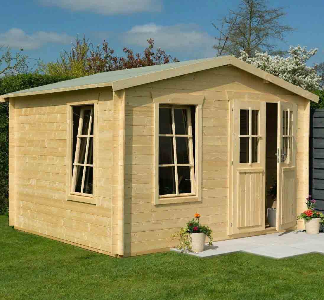 12' x 8' Corner Summerhouse with Side Shed - Mercia Premium