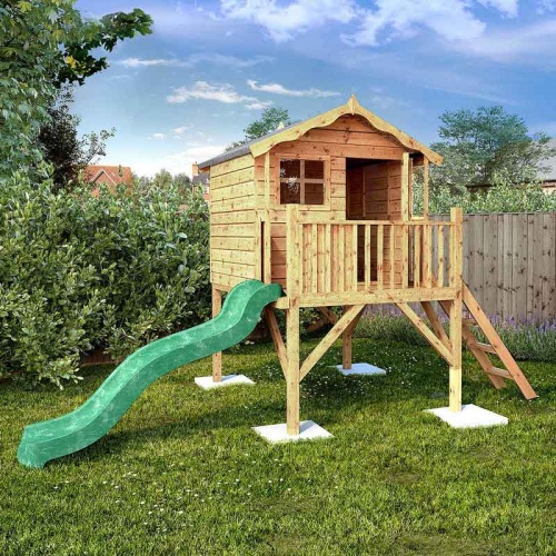childrens outdoor playhouse with slide