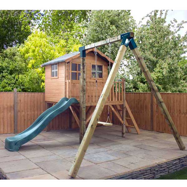 garden playhouse with slide and swing