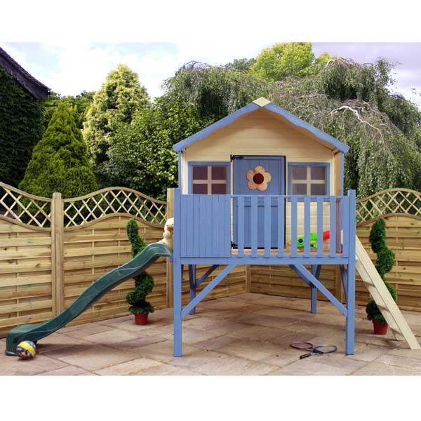 childrens wooden playhouse with slide