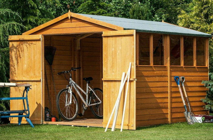 7x5 WOODEN OVERLAP GARDEN SHED APEX ROOF DOUBLE DOORS 